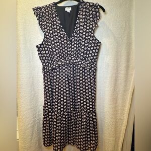 J. Crew Black and Pink Midi Dress